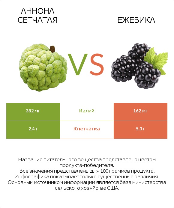 Аннона сетчатая vs Ежевика infographic