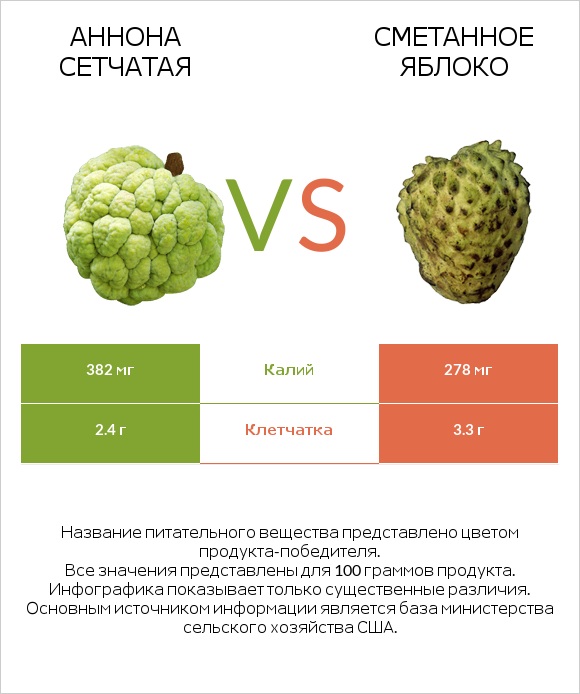Аннона сетчатая vs Сметанное яблоко infographic