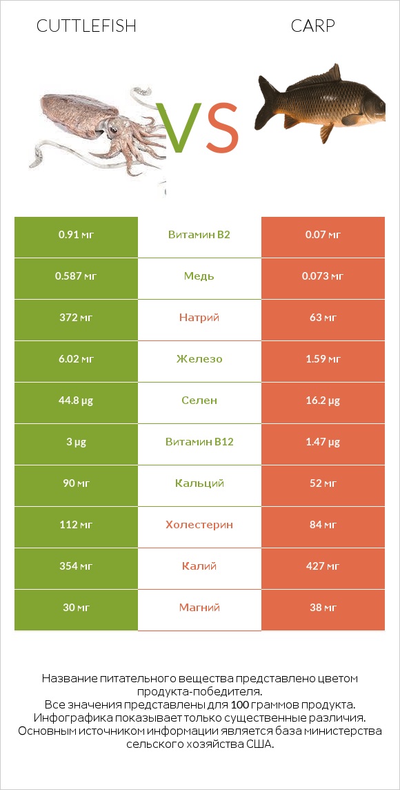 Cuttlefish vs Carp infographic