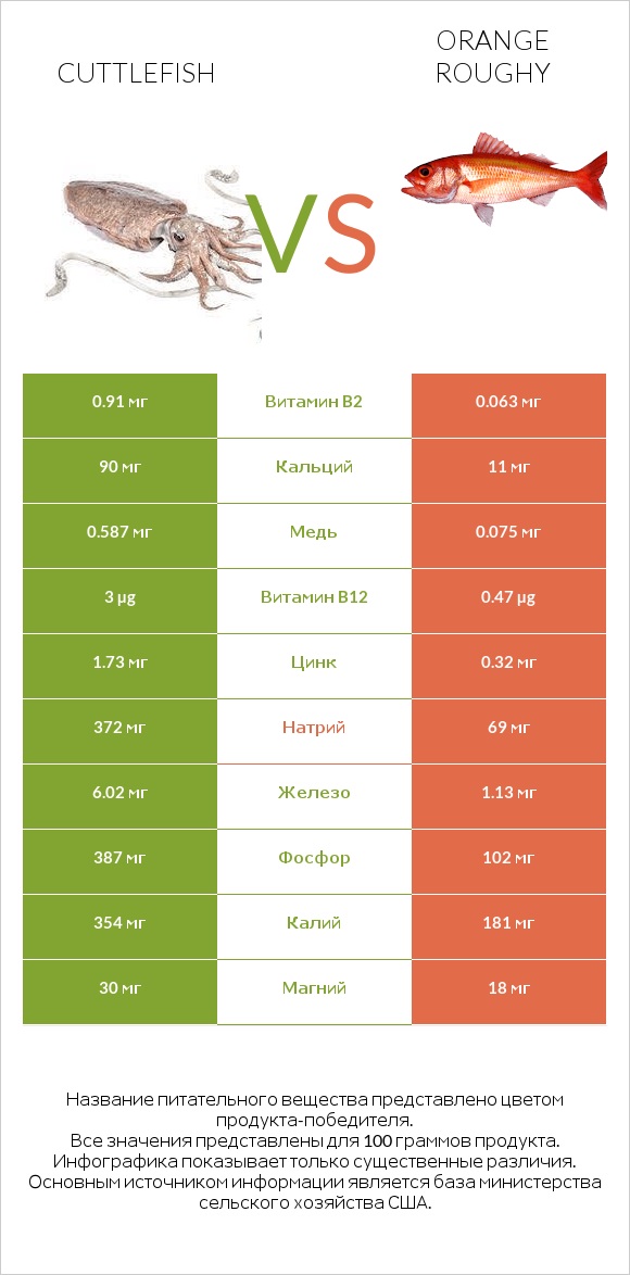 Cuttlefish vs Orange roughy infographic