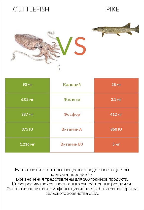 Cuttlefish vs Pike infographic