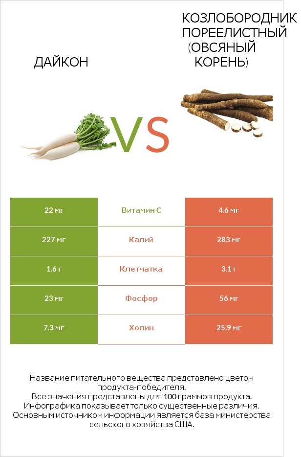 Дайкон vs Salsify infographic