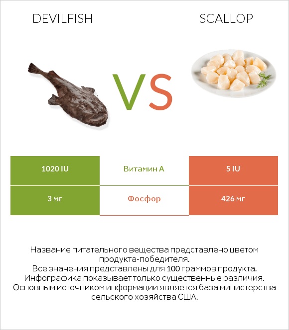 Devilfish vs Scallop infographic