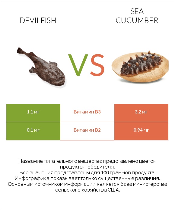 Devilfish vs Sea cucumber infographic