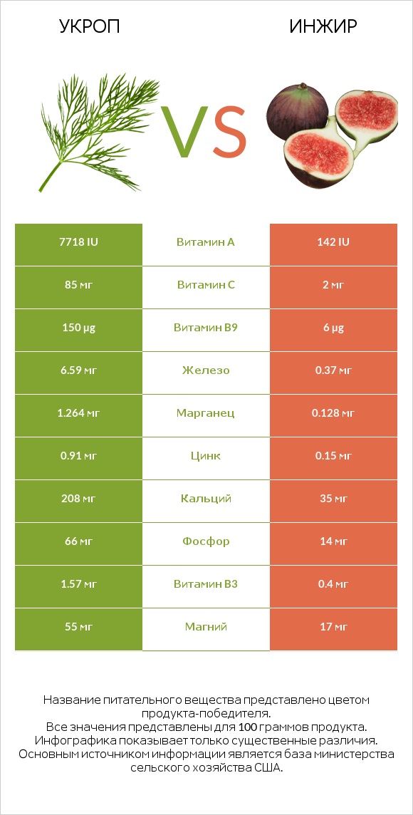 Укроп vs Инжир infographic