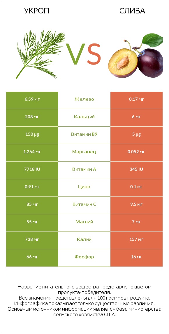 Укроп vs Слива infographic