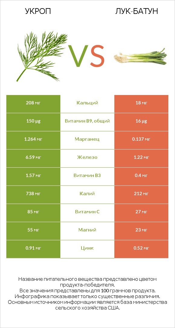 Укроп vs Лук-батун infographic