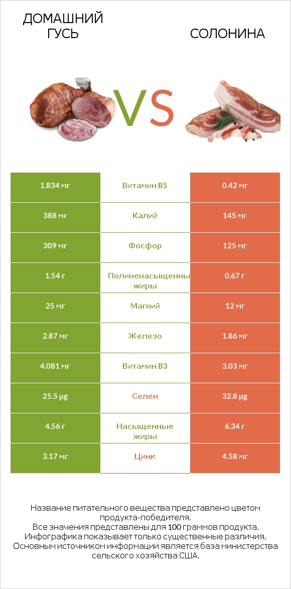 Домашний гусь vs Солонина infographic