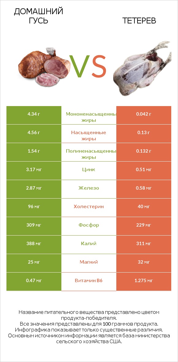 Домашний гусь vs Тетерев infographic