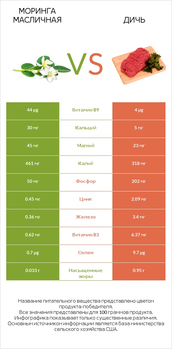 Моринга масличная vs Дичь infographic