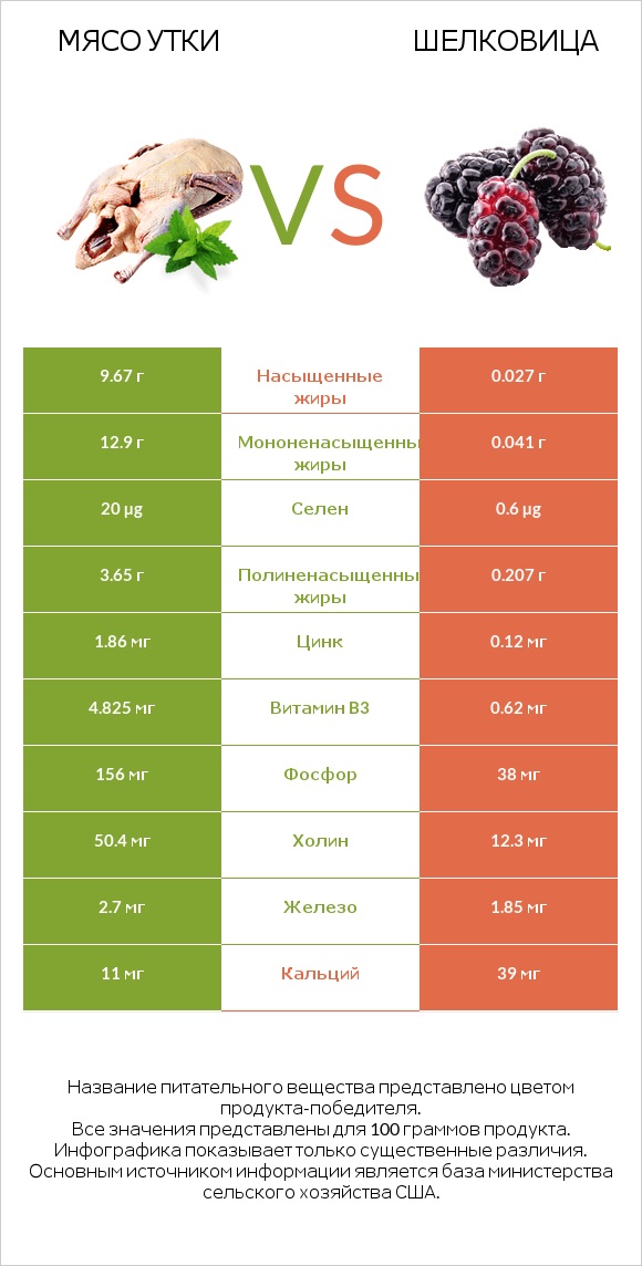 Мясо утки vs Шелковица infographic