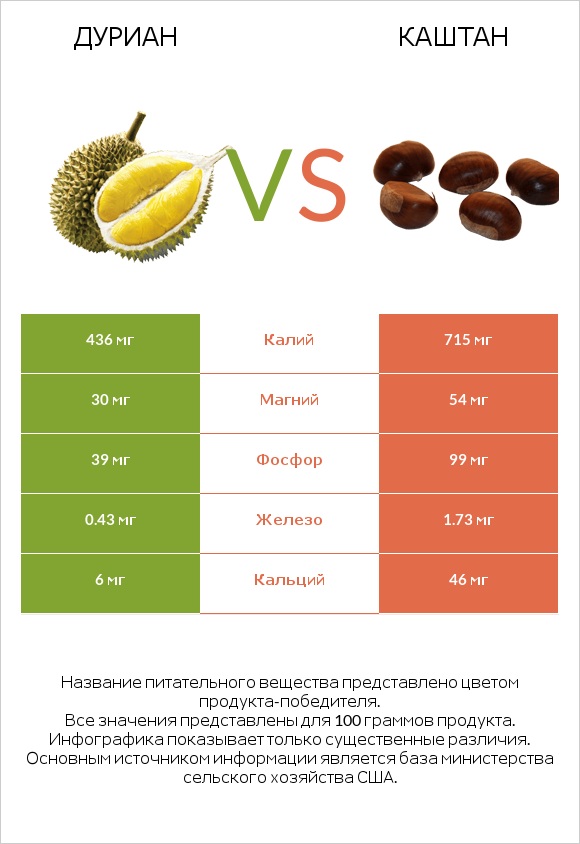 Дуриан vs Каштан infographic