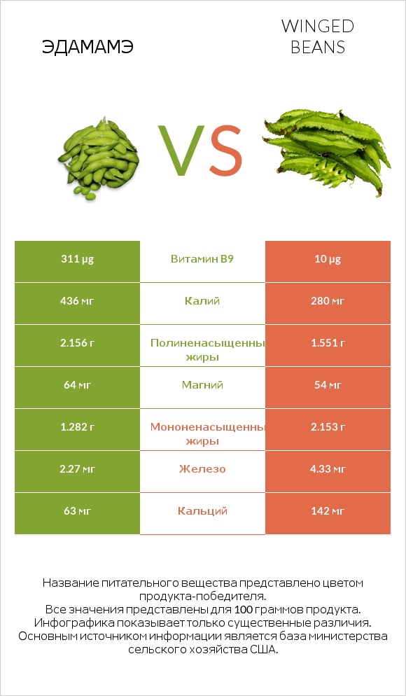 Эдамамэ vs Winged beans infographic