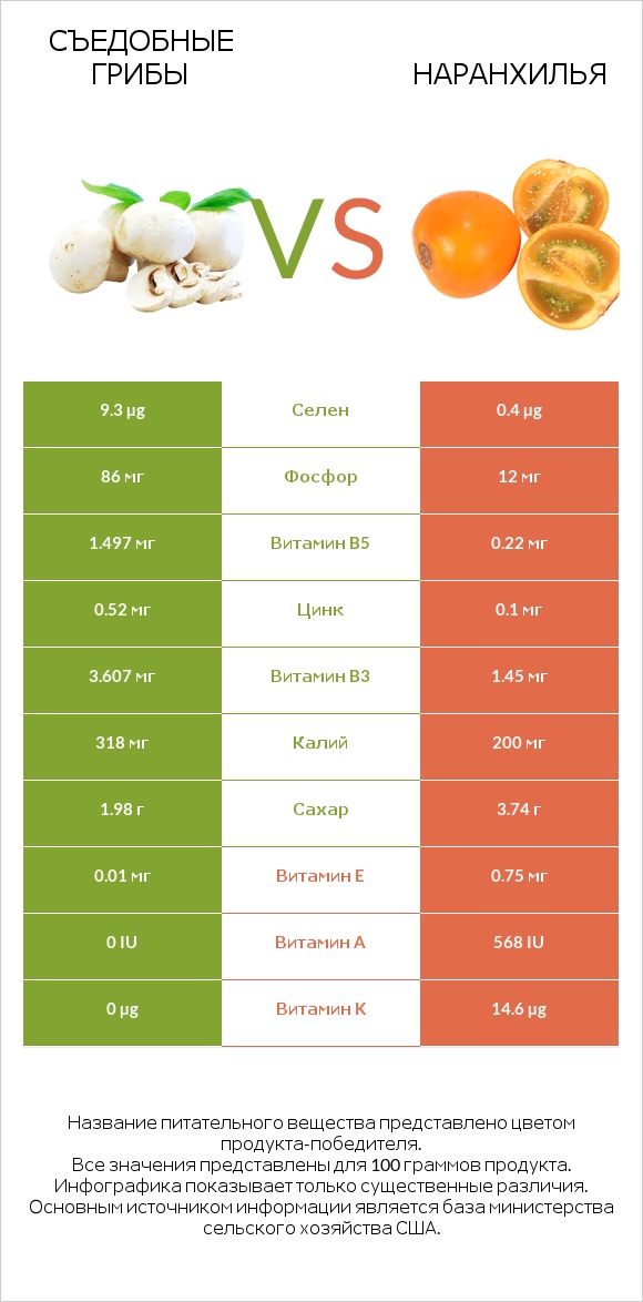 Съедобные грибы vs Наранхилья infographic