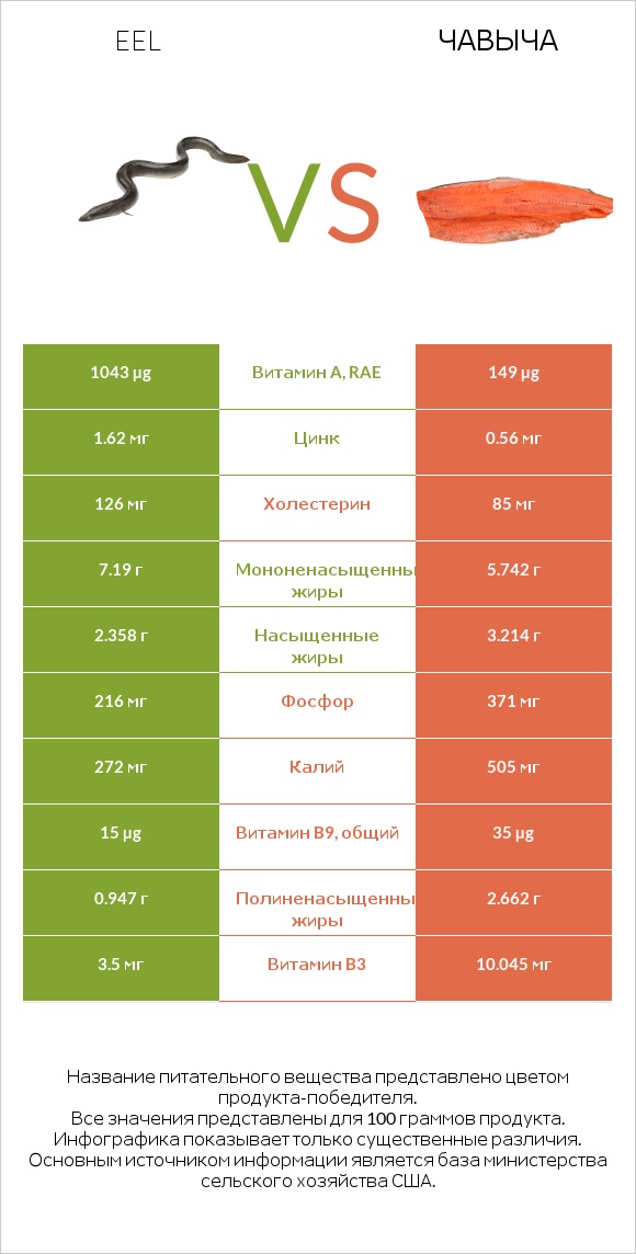 Eel vs Чавыча infographic