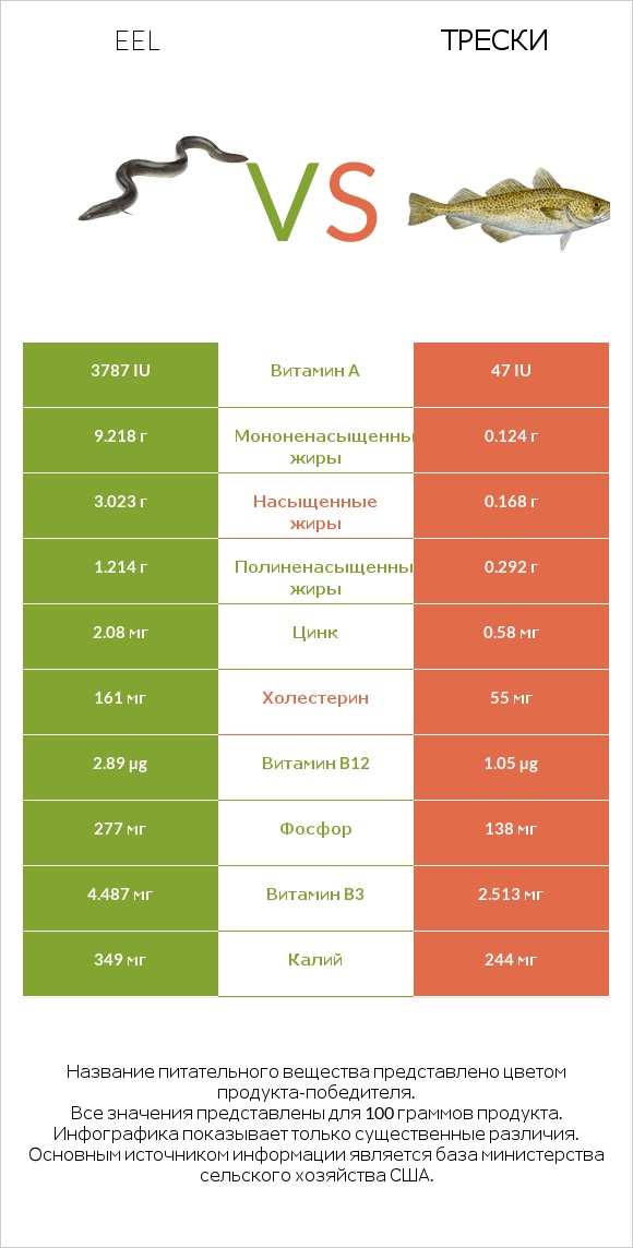 Eel vs Трески infographic