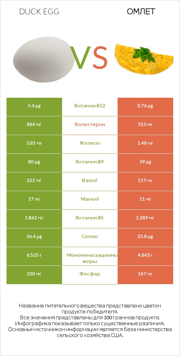 Duck egg vs Омлет infographic