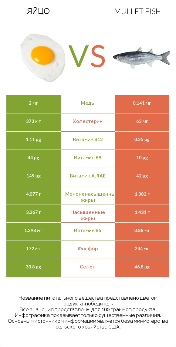 Яйцо vs Mullet fish infographic