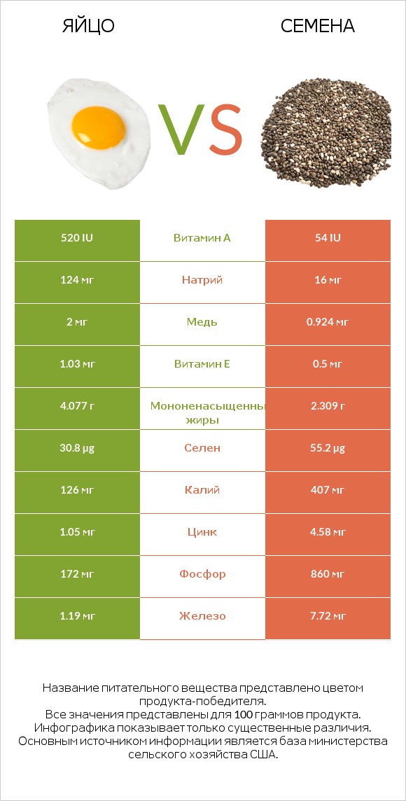 Яйцо vs Семена infographic