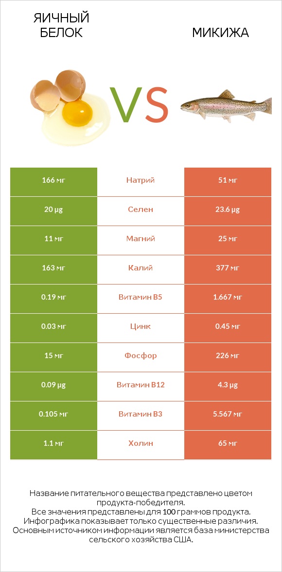 Яичный белок vs Микижа infographic