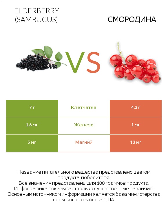 Elderberry vs Смородина infographic
