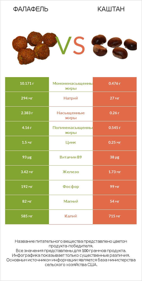 Фалафель vs Каштан infographic