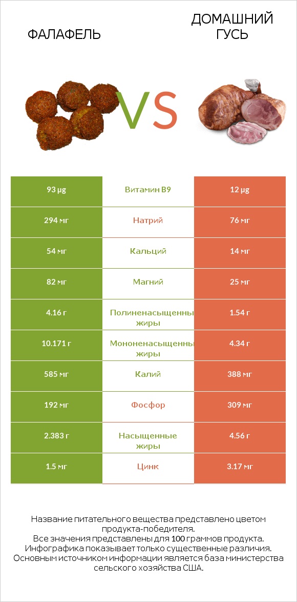 Фалафель vs Домашний гусь infographic