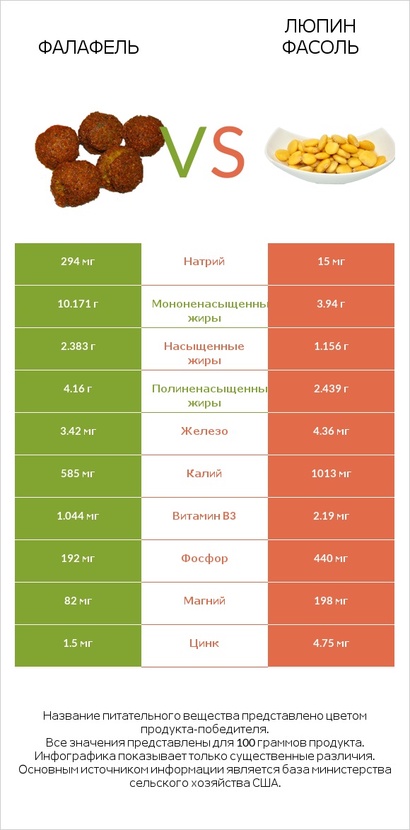 Фалафель vs Люпин Фасоль infographic