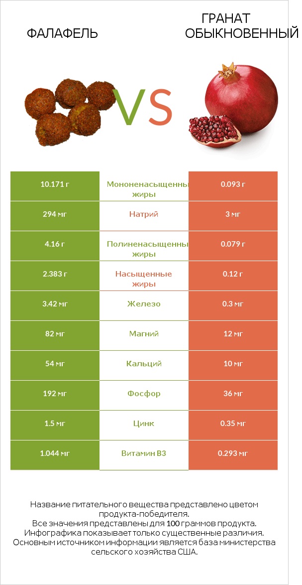 Фалафель vs Гранат обыкновенный infographic