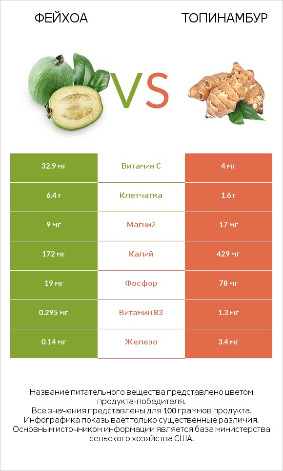 Фейхоа vs Топинамбур infographic