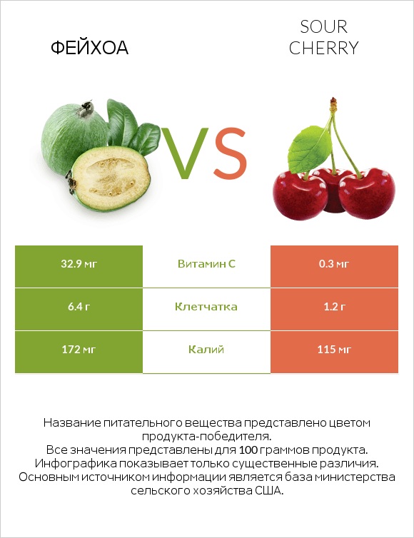 Фейхоа vs Sour cherry infographic