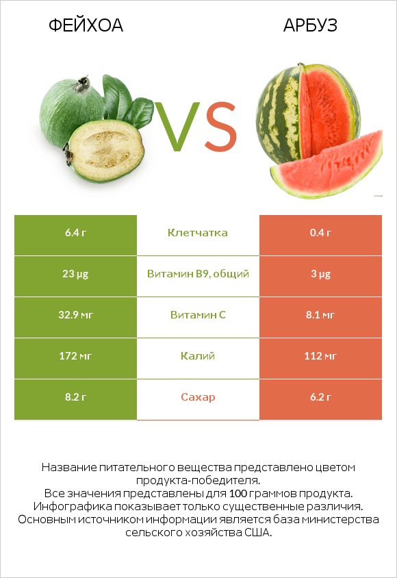 Фейхоа vs Арбуз infographic