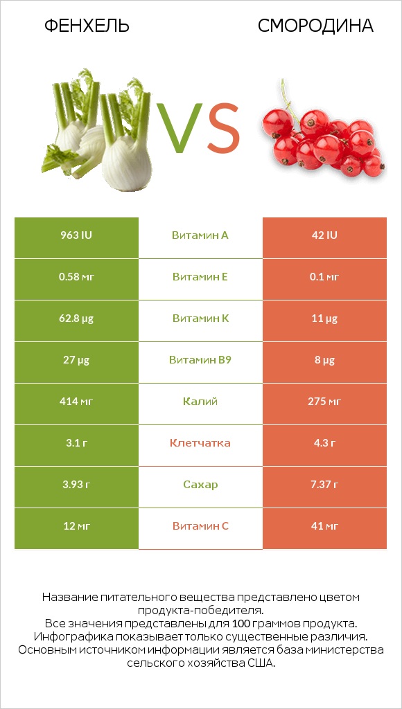 Фенхель vs Смородина infographic