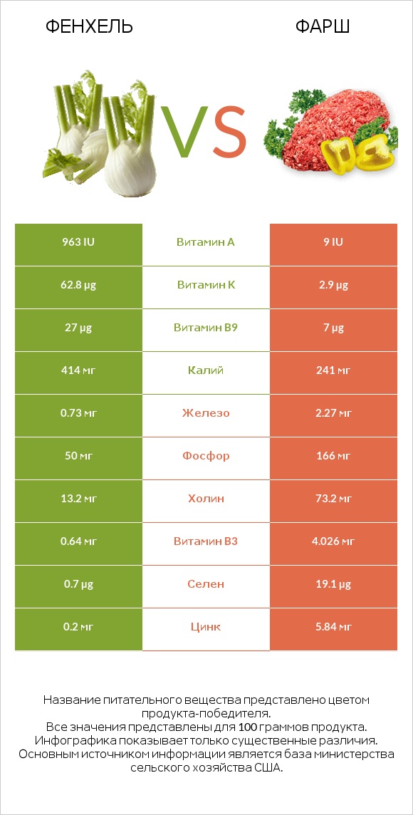 Фенхель vs Фарш infographic