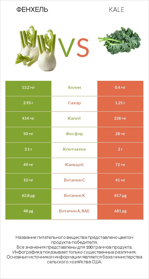 Фенхель vs Kale infographic