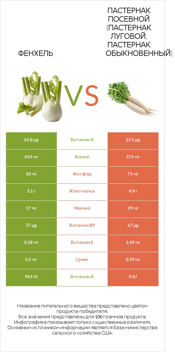 Фенхель vs Пастернак infographic