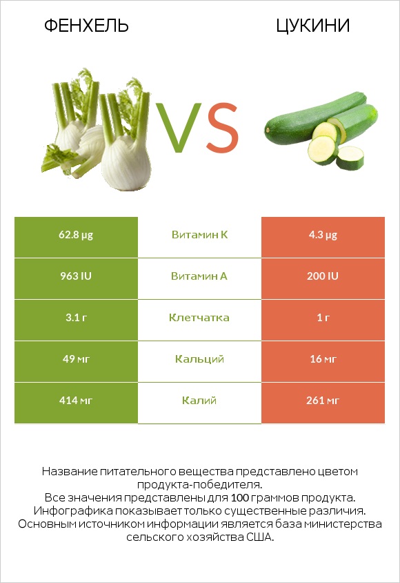 Фенхель vs Цукини infographic