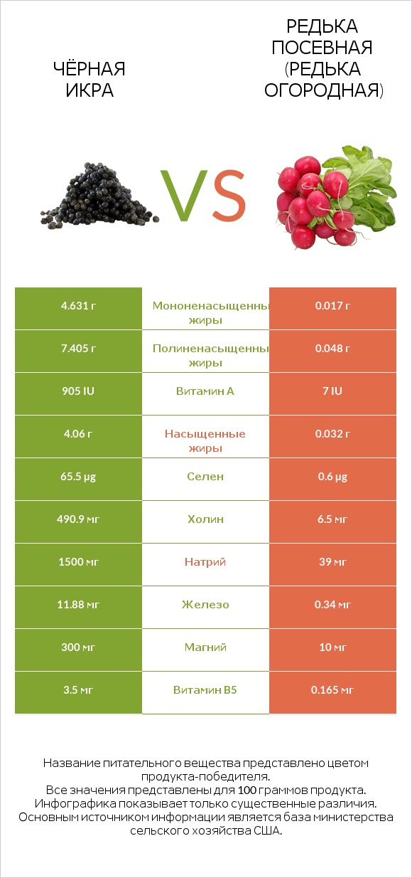 Чёрная икра vs Редька посевная (Редька огородная) infographic