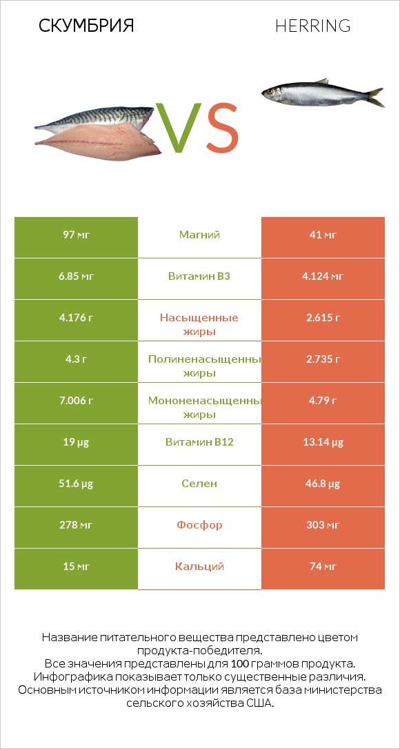 Скумбрия vs Herring infographic