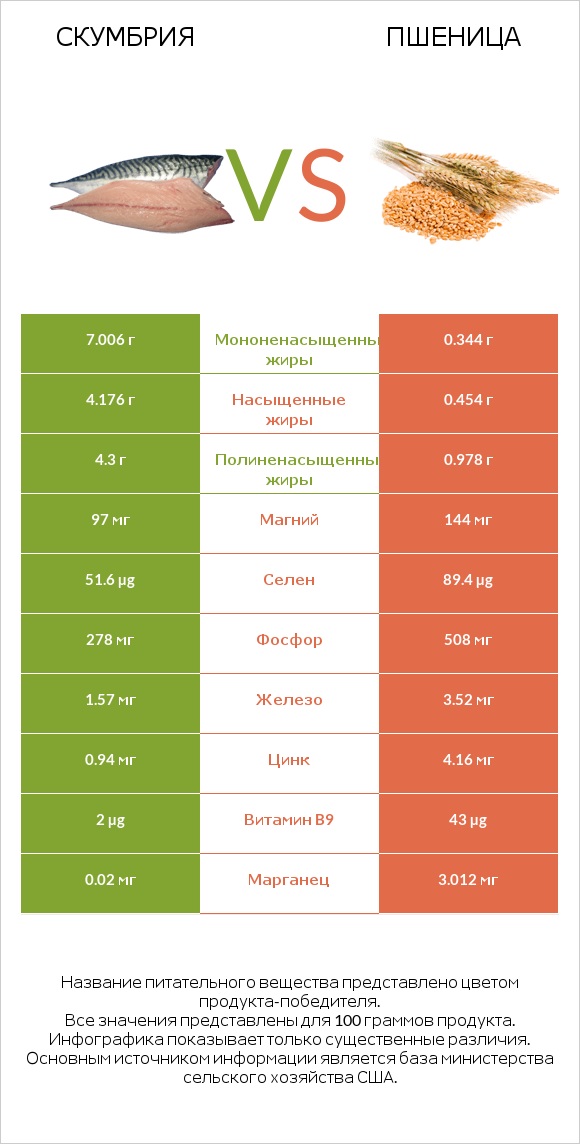 Скумбрия vs Пшеница infographic