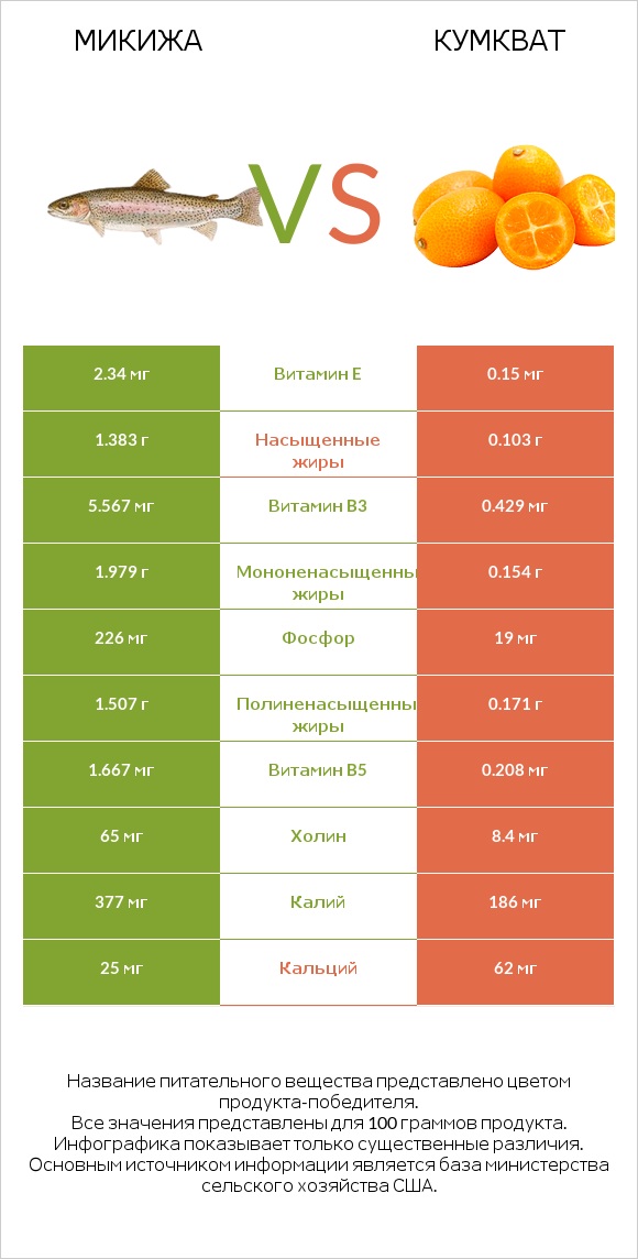 Микижа vs Кумкват infographic