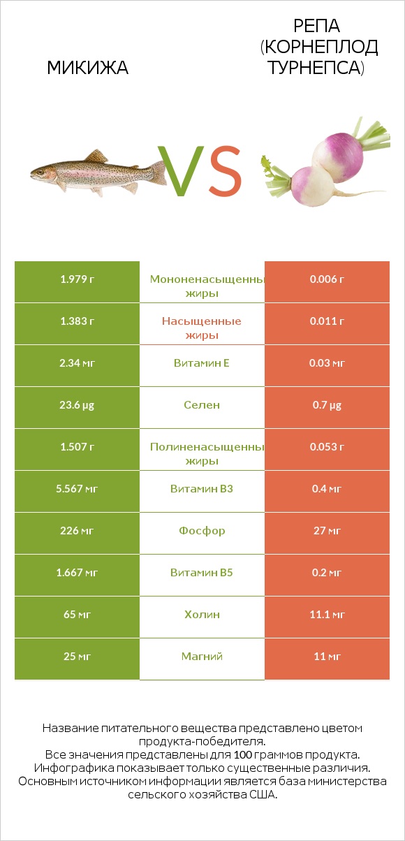 Микижа vs Репа (корнеплод турнепса) infographic