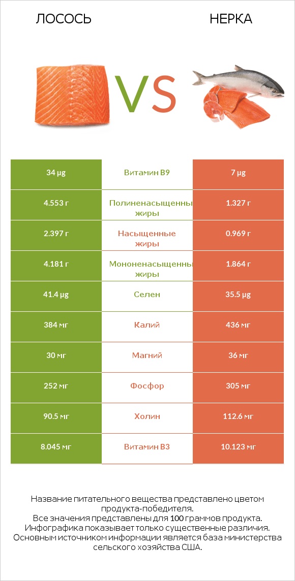 Лосось vs Нерка infographic