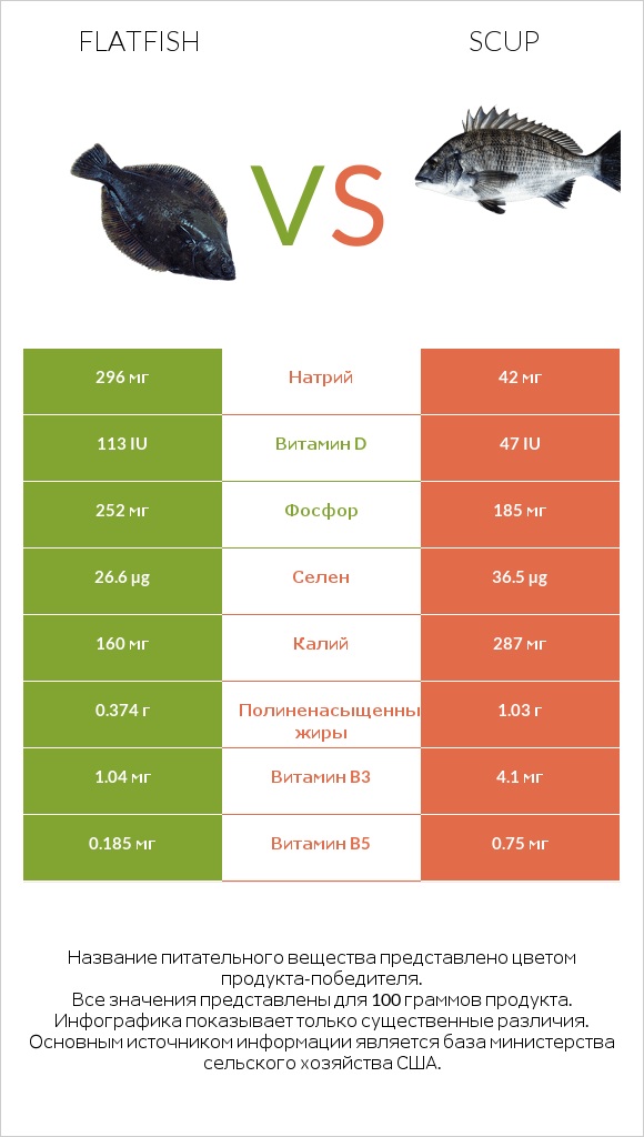 Flatfish vs Scup infographic