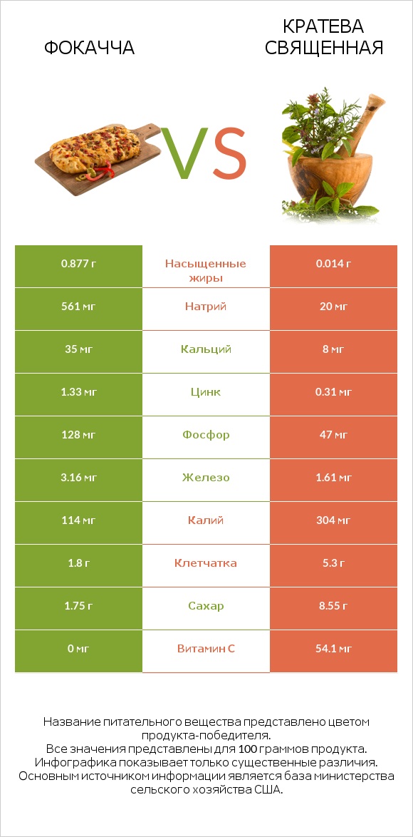 Фокачча vs Кратева священная infographic