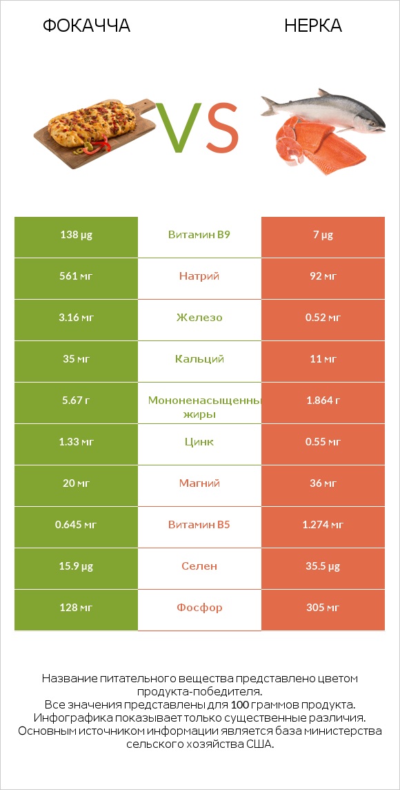 Фокачча vs Нерка infographic