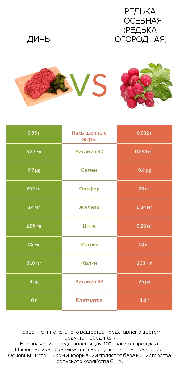 Дичь vs Редька посевная (Редька огородная) infographic