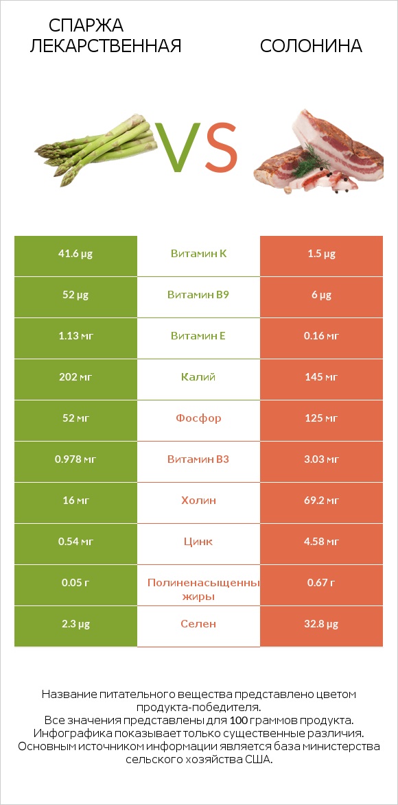 Спаржа лекарственная vs Солонина infographic