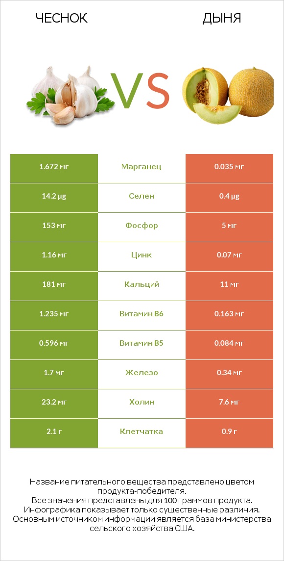 Чеснок vs Дыня infographic