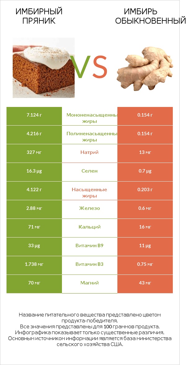 Имбирный пряник vs Имбирь обыкновенный infographic